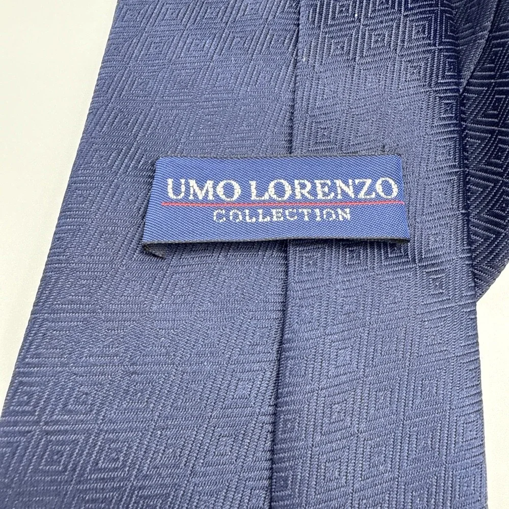 Umo‎ Lorenzo Italy Geometric Navy Neck Tie